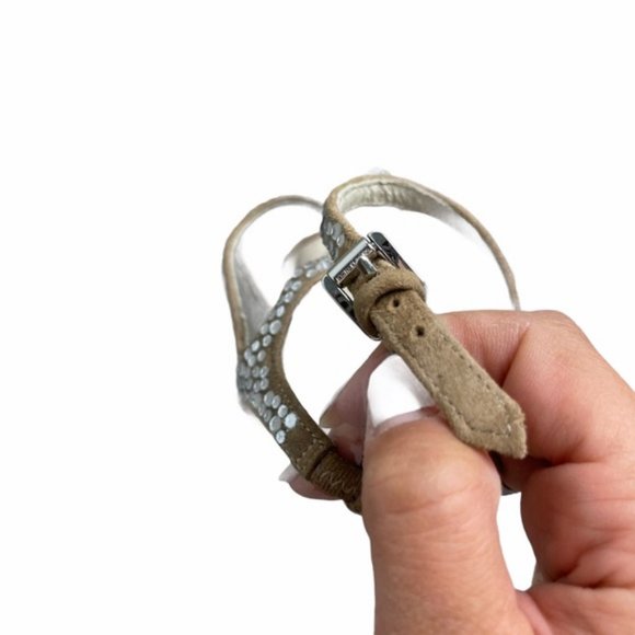 MICHAEL Michael Kors Jeweled Bling Strappy Brown Suede Slingback Stiletto Size6M - Picture 7 of 11